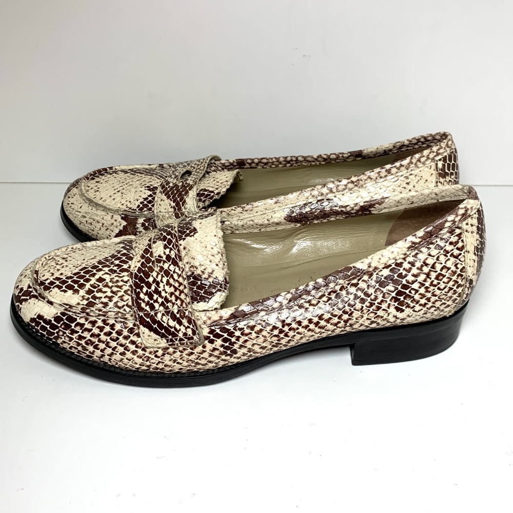 Franco Sarto Snakeskin Python Leather Loafer Flat… - image 1